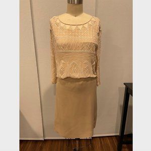 Haute Couture Chanel Hand Beaded Chiffon Evening Wear Top & Pencil Skirt